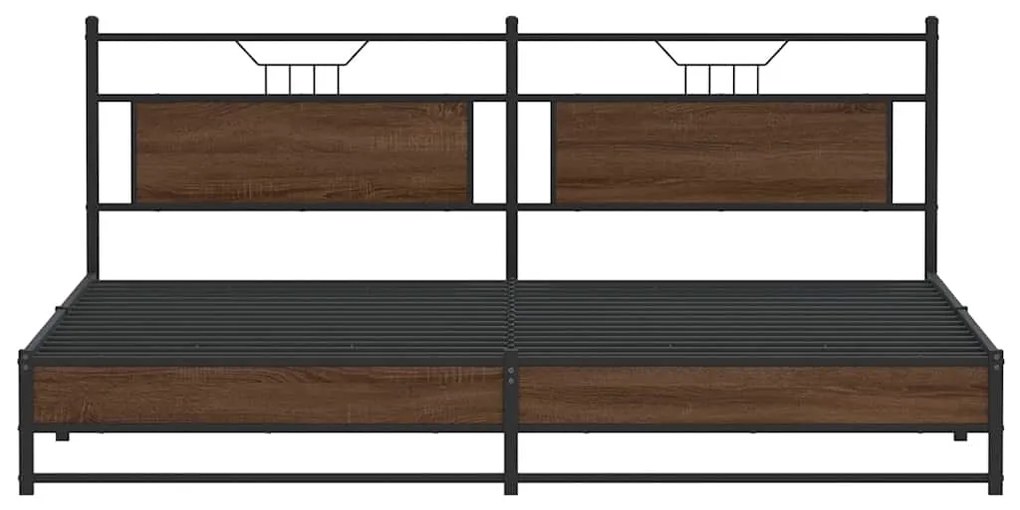 Estrutura cama sem colchão 193x203 cm metal carvalho castanho