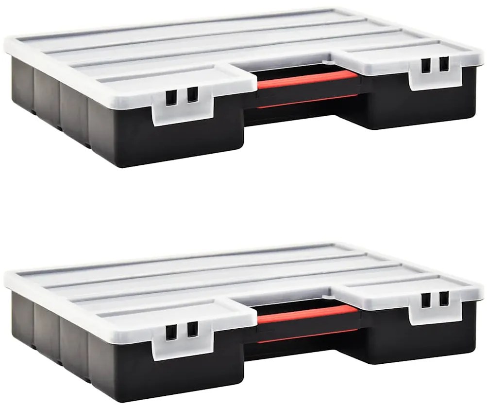 Caixas com divisórias ajustáveis 2 pcs 460x325x80 mm plástico