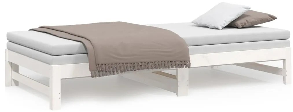 Sofá-cama de puxar 2x(80x200) cm pinho maciço branco