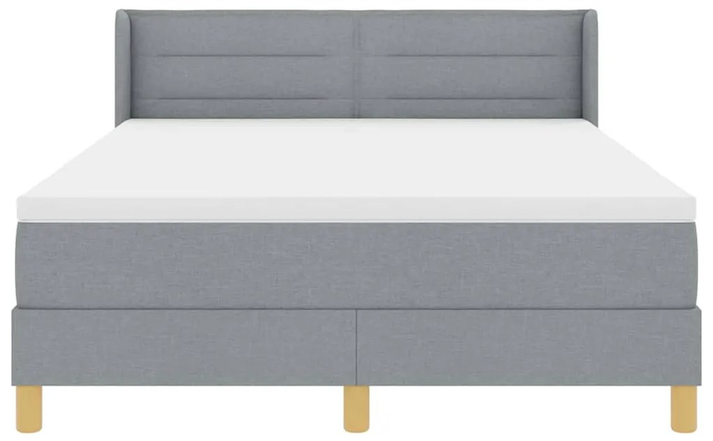 Cama Box com Colchão Cinza Claro, 140 x 200 cm, Tecido