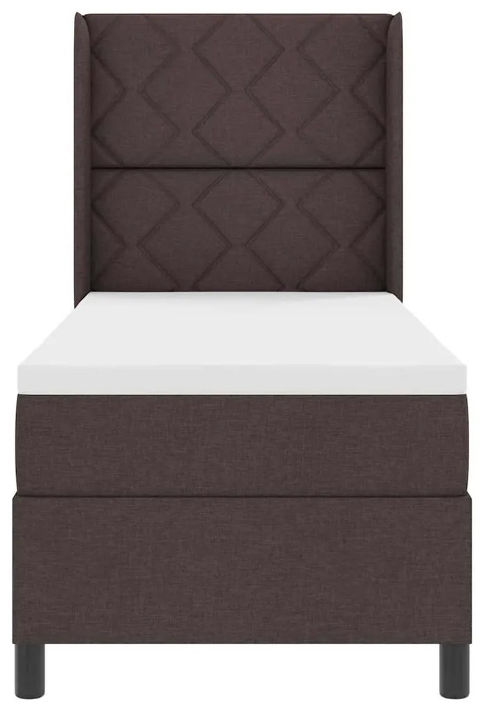 Cama Box com Colchão e LED Castanho Escuro 80x200 cm, Tecido