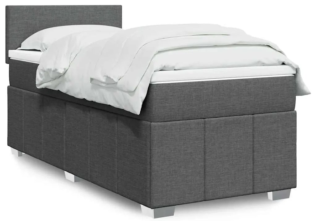 Cama com molas/colchão 80x200 cm tecido cinzento-escuro