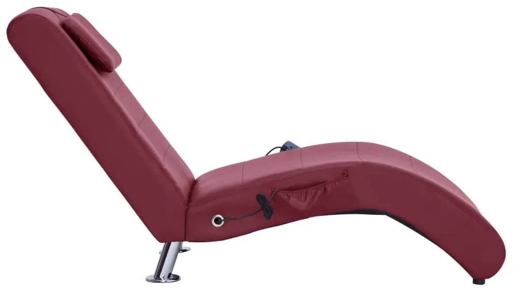 Chaise longue massagem + almofada couro artif. vermelho tinto