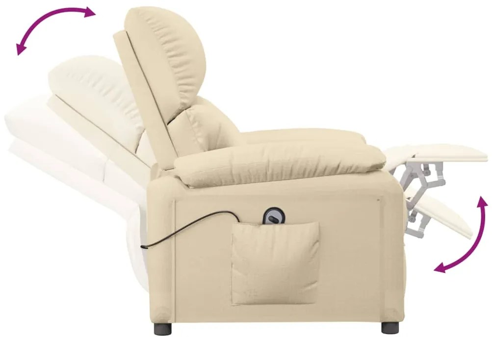 Poltrona reclinável elétrica tecido cor creme