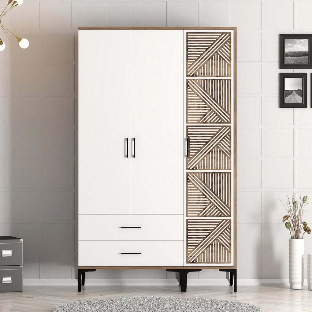 ****  
Roupeiro Kumsal PT – Nogueira/Branco – 120x47,5x201,4 cm

**