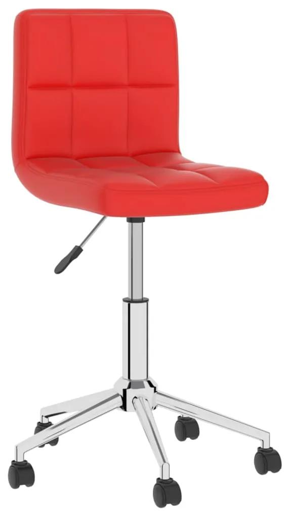 3087749 vidaXL Cadeira de jantar giratória couro artificial vermelho