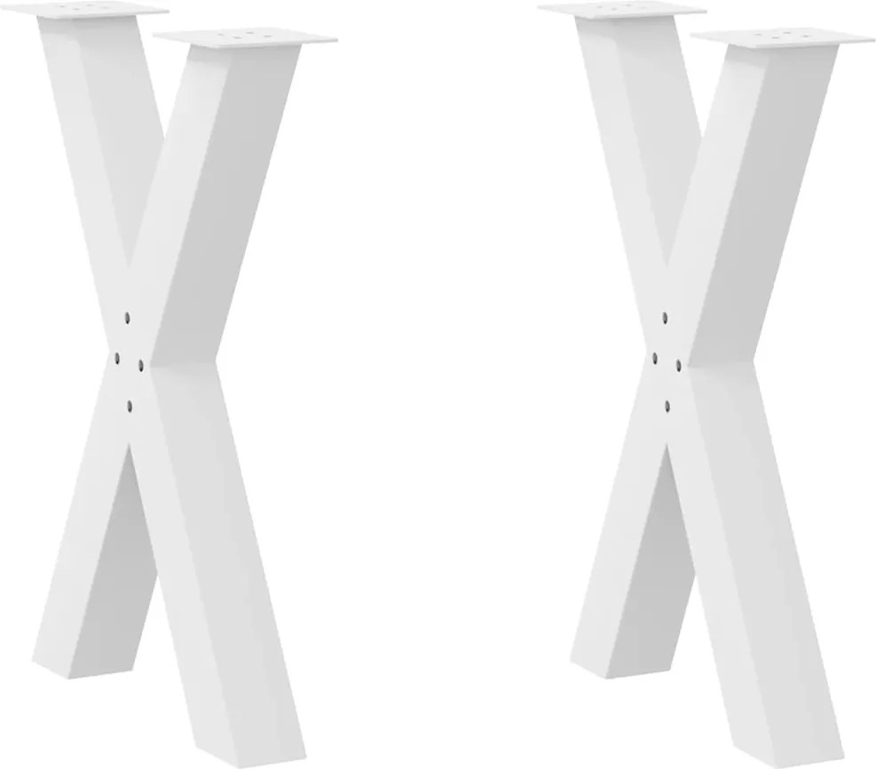 vidaXL Pés para mesa de jantar em formato de X, 2 peças, branco, 50x(72-73) cm, aço