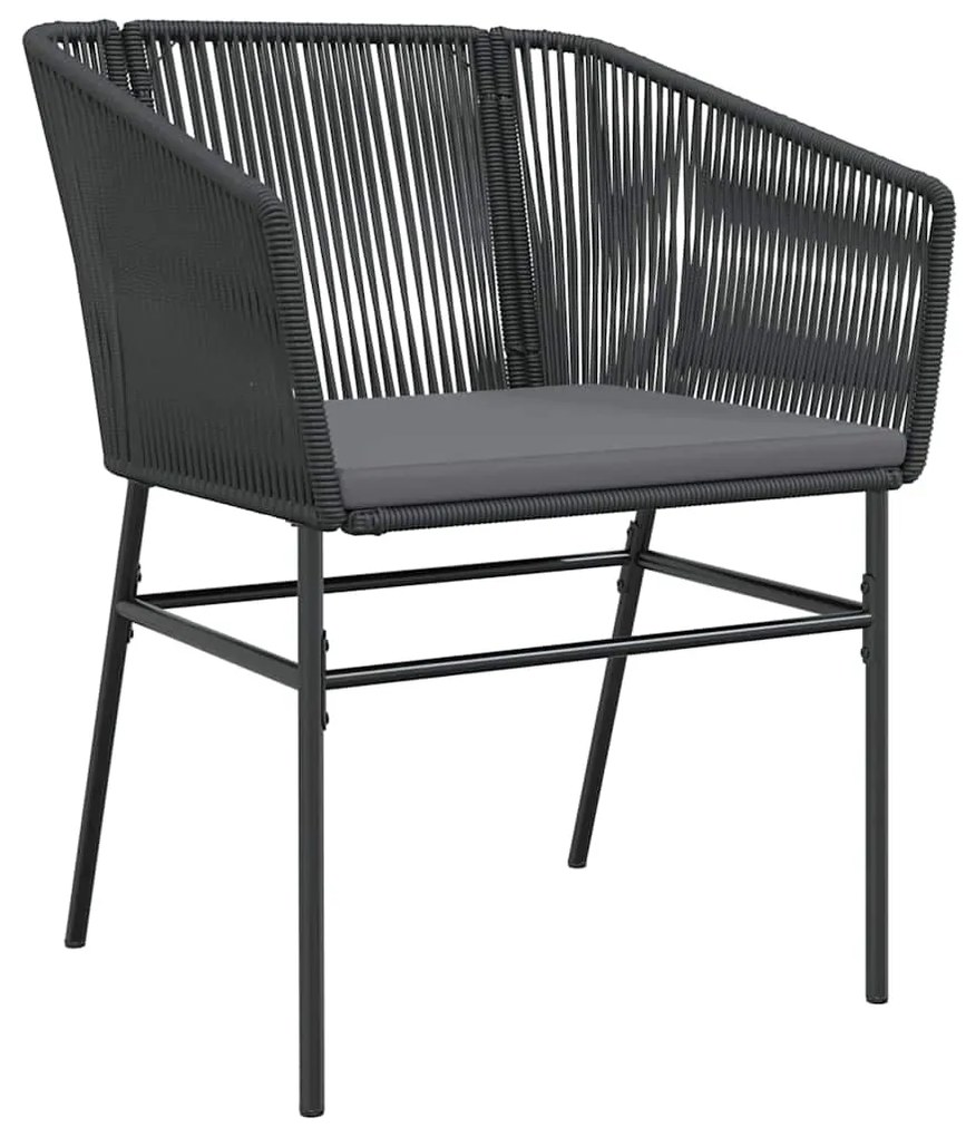 Conjunto de Jantar de Jardim com 5 Peças e Almofadas Pretas de Rattan