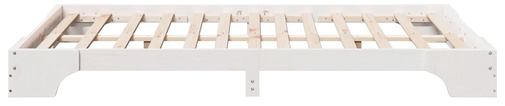 Estrutura de Cama Branca Madeira Maciça 120 x 200 cm Retangular