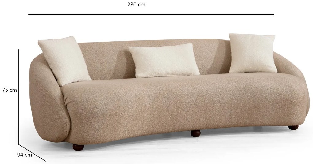 Sofá de 3 Lugares Napoli – Cappuccino – 230x75x94 cm