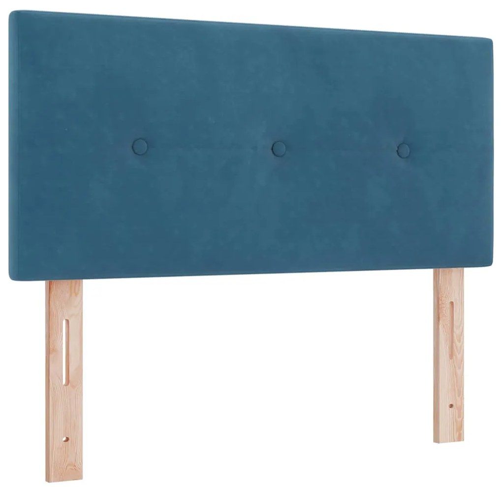 Cama Box Spring vidaXL com Colchão e LED Azul Escuro 100x200 cm Veludo