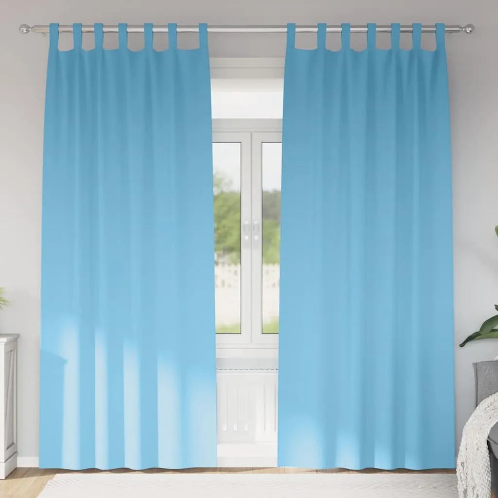 vidaXL Cortinas Blackout com Argolas 2 pcs Azul Claro 225 x 140 cm