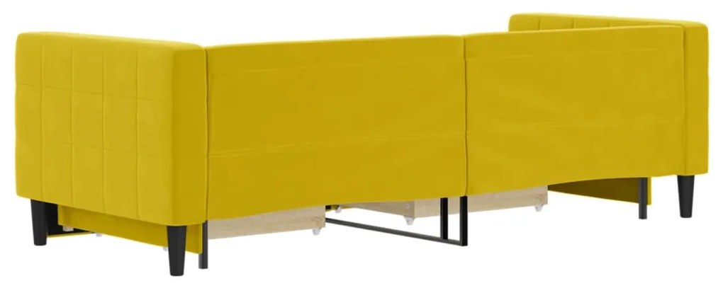 Sofá-cama com gavetão e gavetas 80x200 cm veludo amarelo