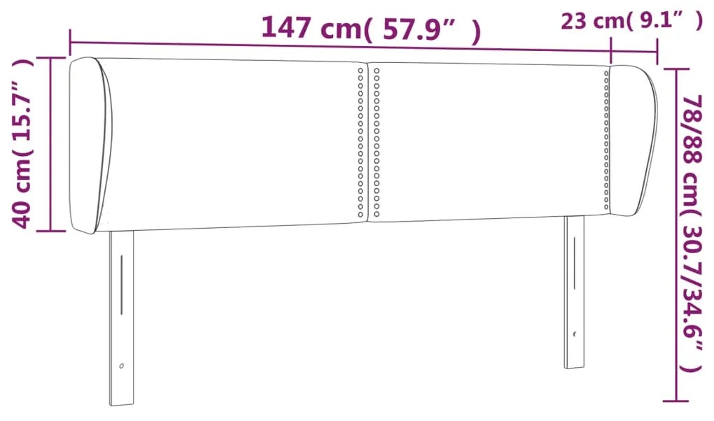 Cabeceira de cama c/ abas tecido 147x23x78/88cm castanho-escuro