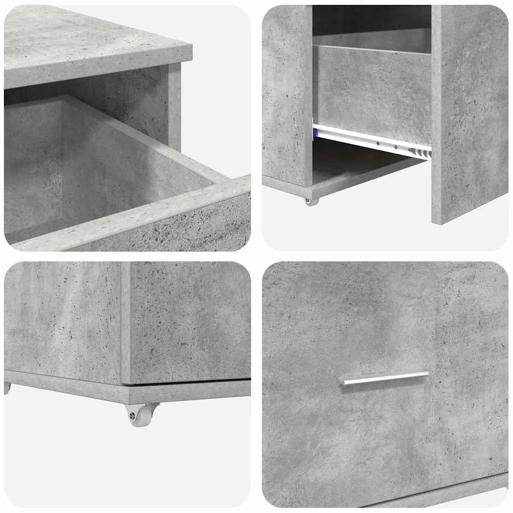 Gabinete de Gavetas Cinza Concreto Concreto Médio Portas