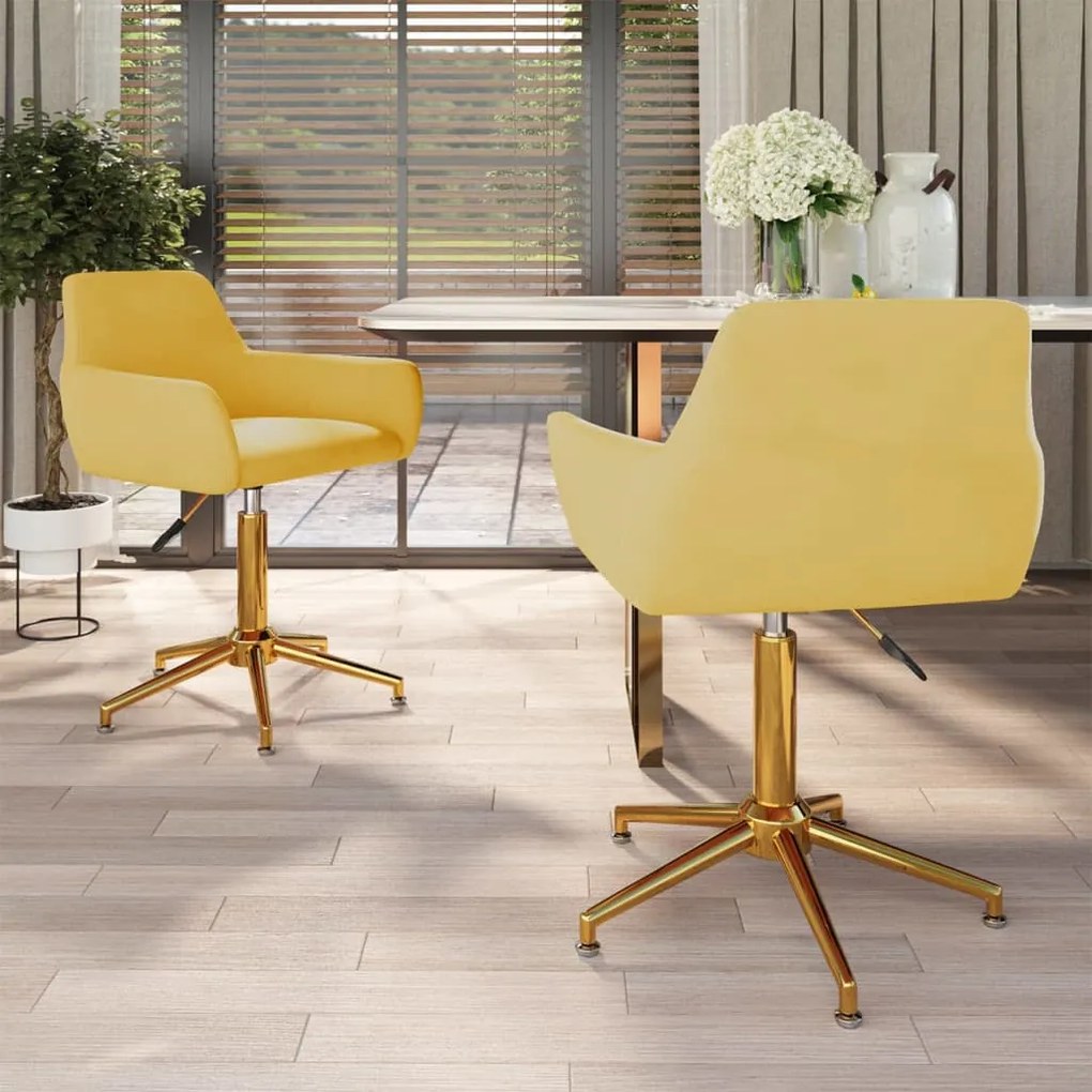 vidaXL Cadeiras de jantar giratórias 2 pcs veludo amarelo