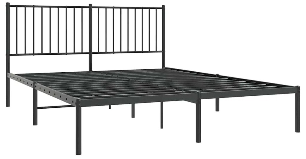 Estrutura de cama em metal com cabeceira 150x200 cm preto