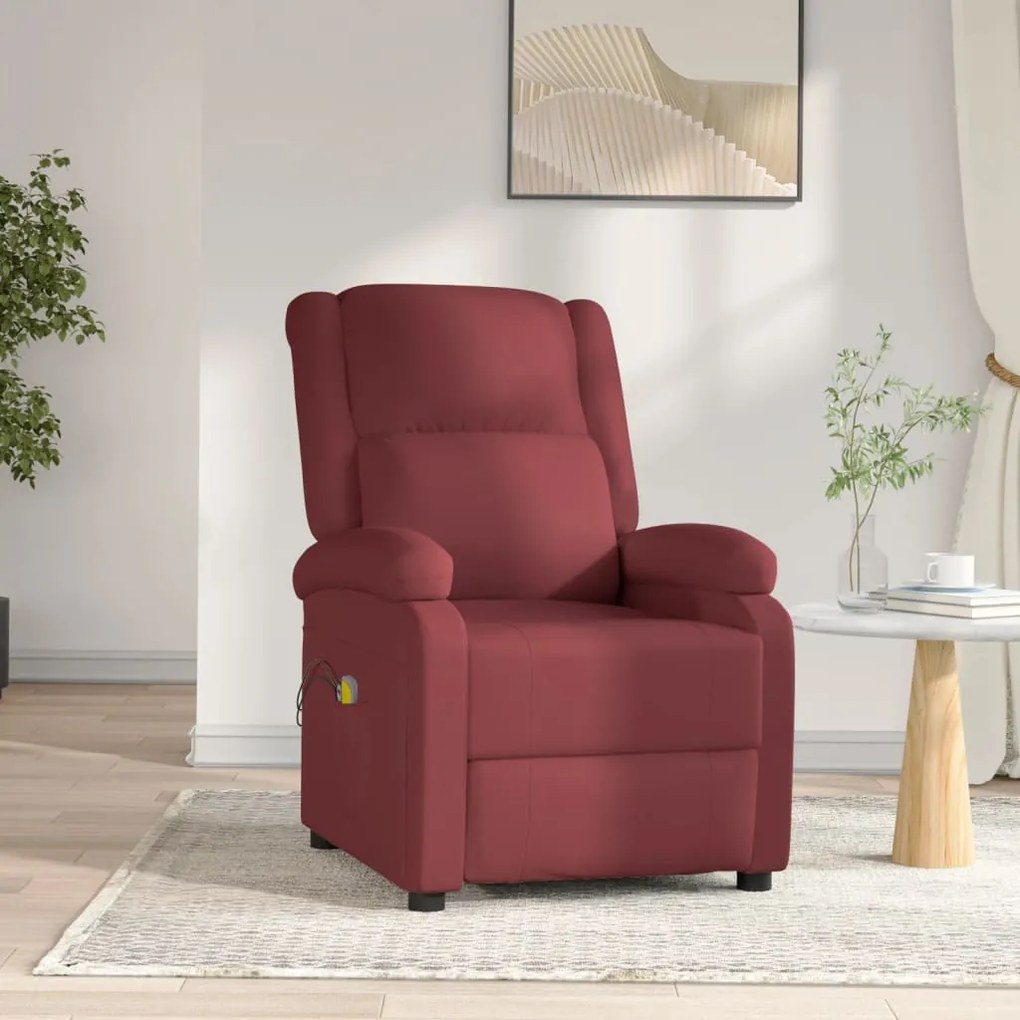 3073716 vidaXL Poltrona de massagens elétrica couro artificial vermelho tinto