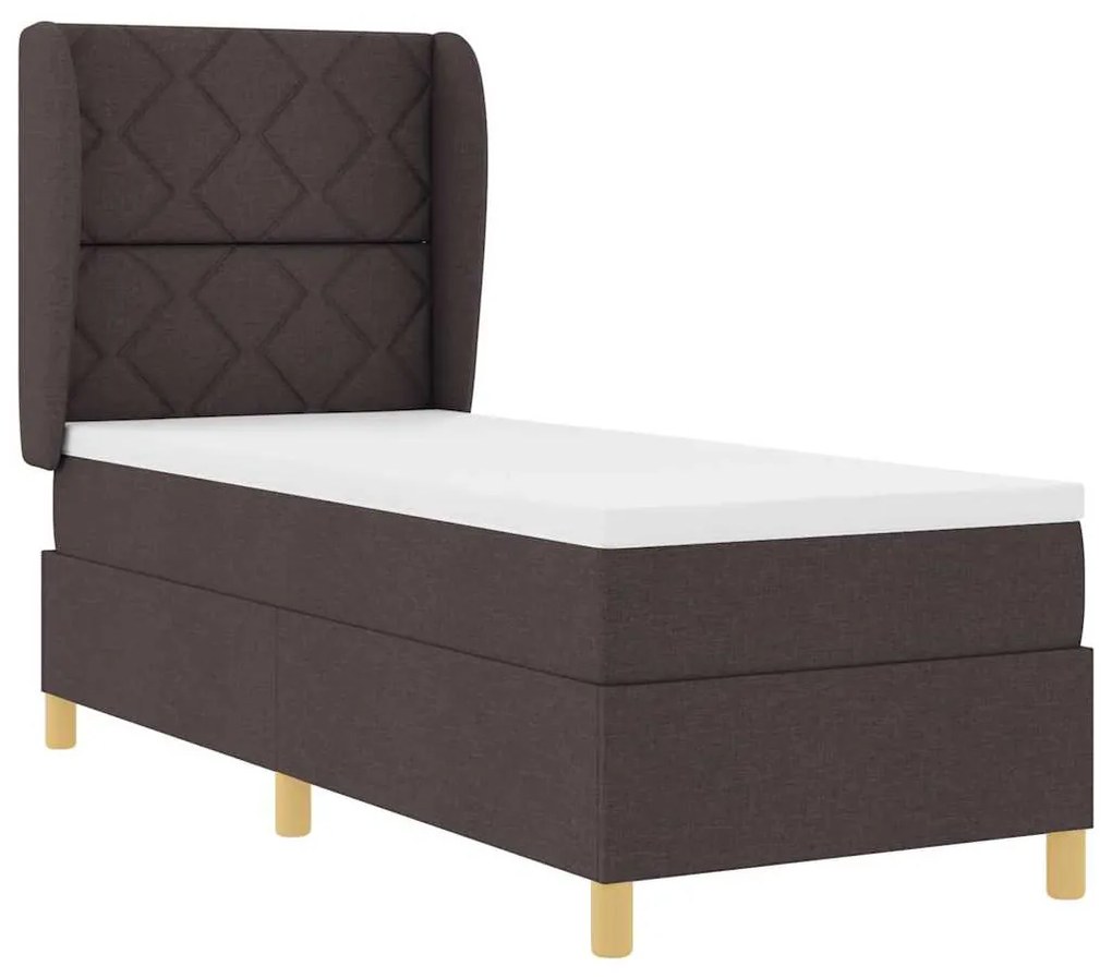 Cama Box Spring com Colchão vidaXL Marrom Escuro 80x200 cm Tecido