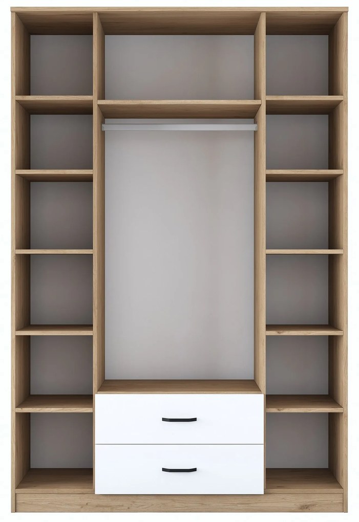 Guarda-Roupa BA131 – Nogueira e Branco – 210x210x51,5 cm