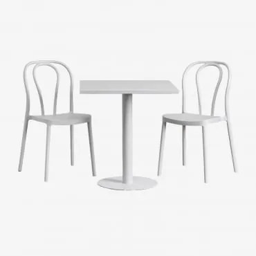 Conjunto De Mesa Quadrada 70x70 Cm E 2 Cadeiras De Jardim Mizzi Cinza Claro - Sklum