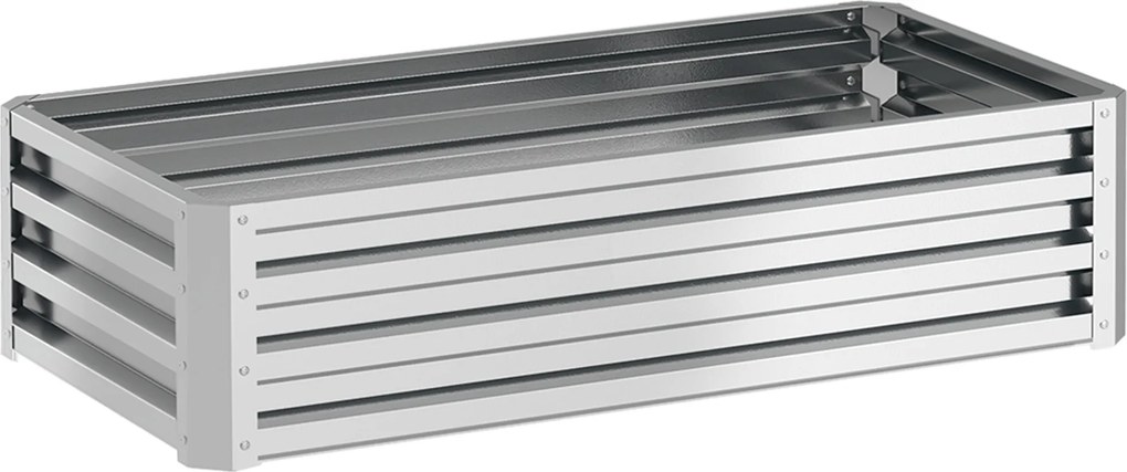 Floreira de Aço Galvanizado para Cultivar Plantas Flores Floreira Exterior Retangular com Fundo Aberto 120x60x30,5 cm Prata