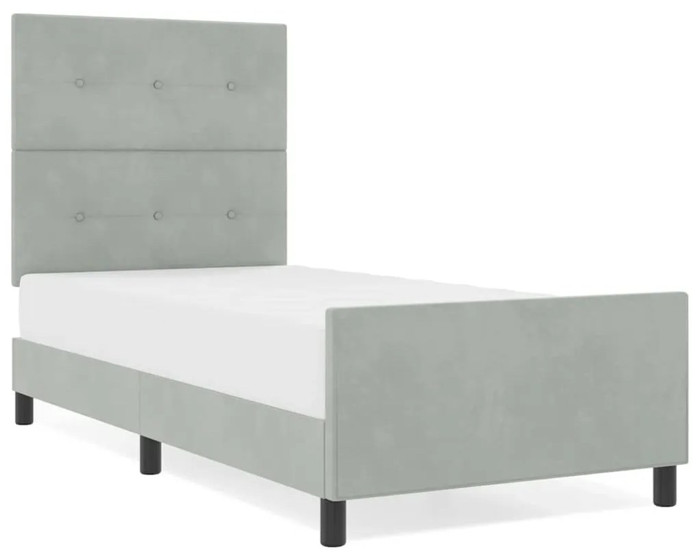 Cama de Veludo Cinza Claro vidaXL 80x200 cm