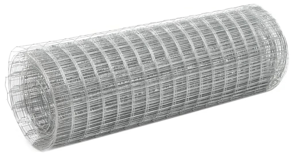 vidaXL Cerca de arame p/ galinheiro 10x0,5 m aço galvanizado prateado