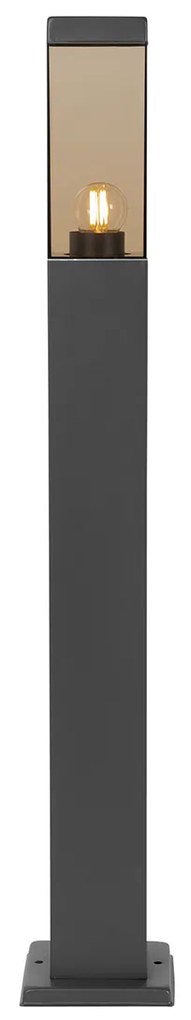 Candeeiro de poste exterior moderno cinzento escuro com fumo 80 cm - Malios