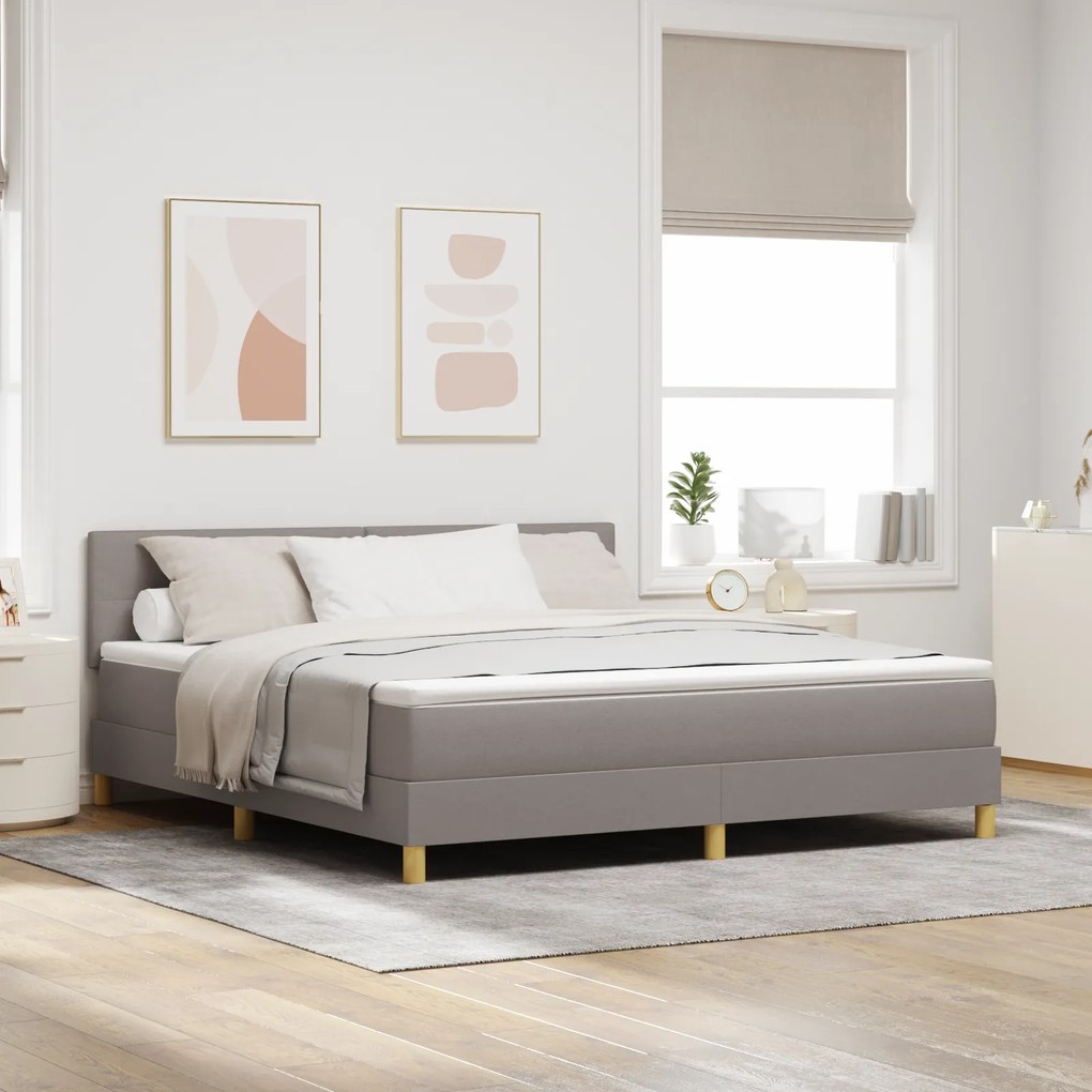 vidaXL Cama Box Spring com Colchão Taupe 180x200 cm Tecido