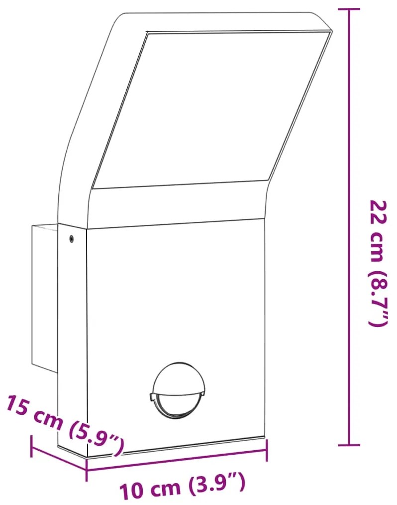 Candeeiro parede LED exterior c/ sensor alumínio fundido branco