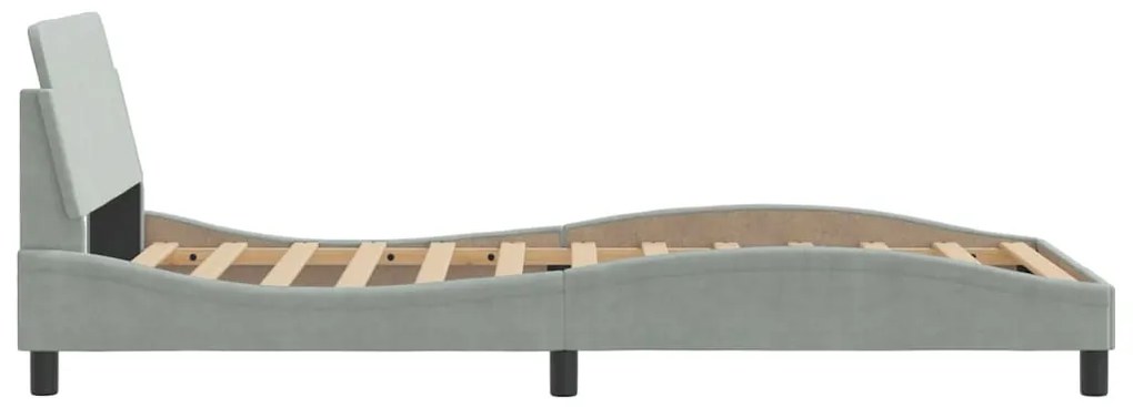 Estrutura de cama c/ cabeceira 100x200 cm veludo cinzento-claro