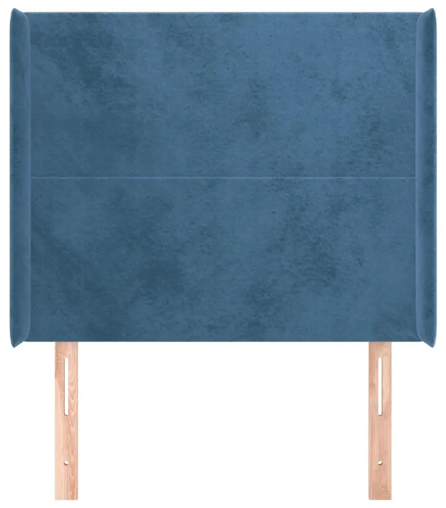 Cabeceira cama c/ abas veludo 93x16x118/128 cm azul-escuro