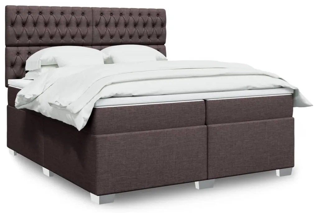 vidaXL Cama com molas/colchão 200x200 cm tecido castanho-escuro