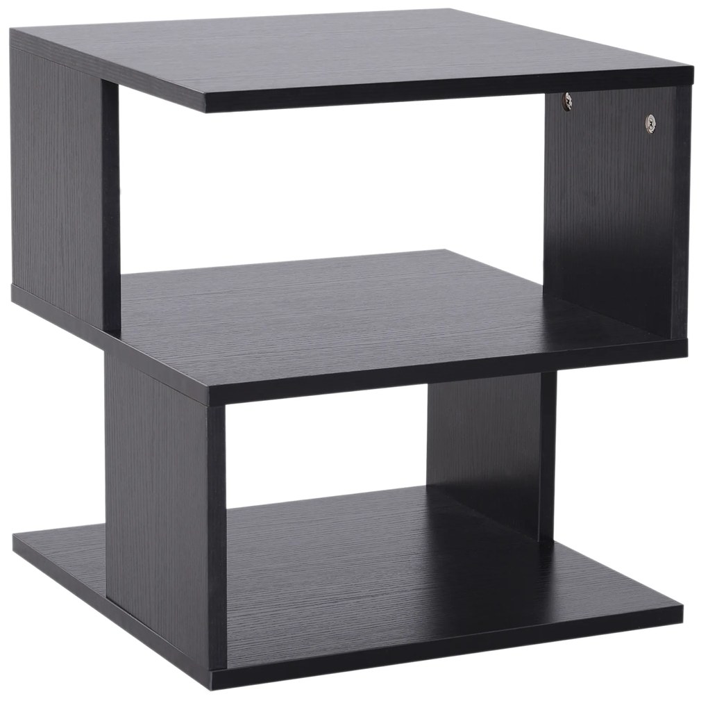 HOMCOM Mesa Auxiliar Mesa de Cabeceira de 2 Níveis com Prateleira de Armazenamento para Sala Quarto Estante 40x40x43 cm Preto | Aosom Portugal