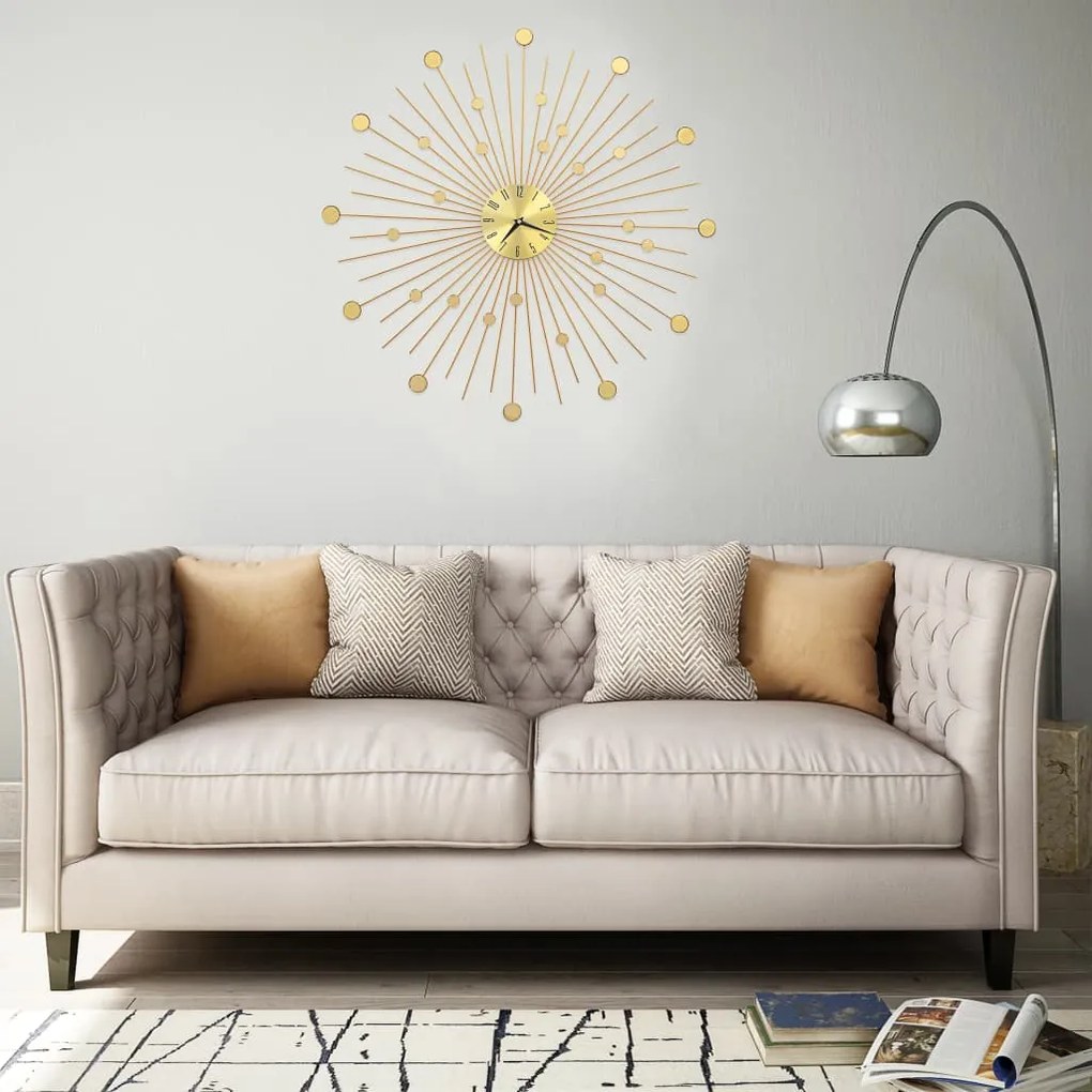 283862 vidaXL Relógio de parede metal 70 cm dourado