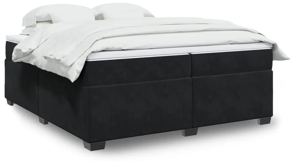 vidaXL Cama com molas/colchão 200x200 cm veludo preto