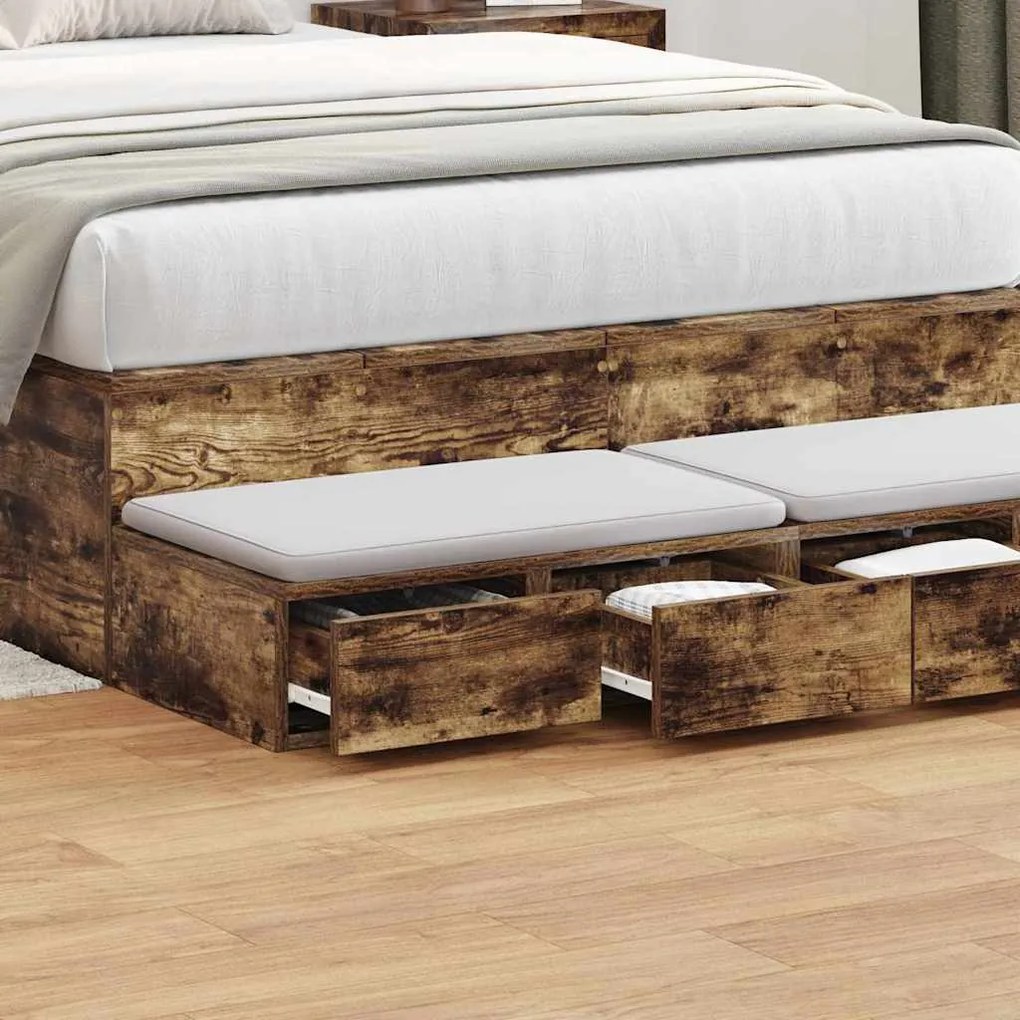 Gavetas de Cama vidaXL Carvalho Fumado 120x36,5x16,5 cm Madeira Engenh