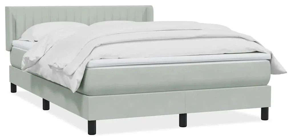 vidaXL Cama com molas/colchão 140x220 cm veludo cinzento-claro