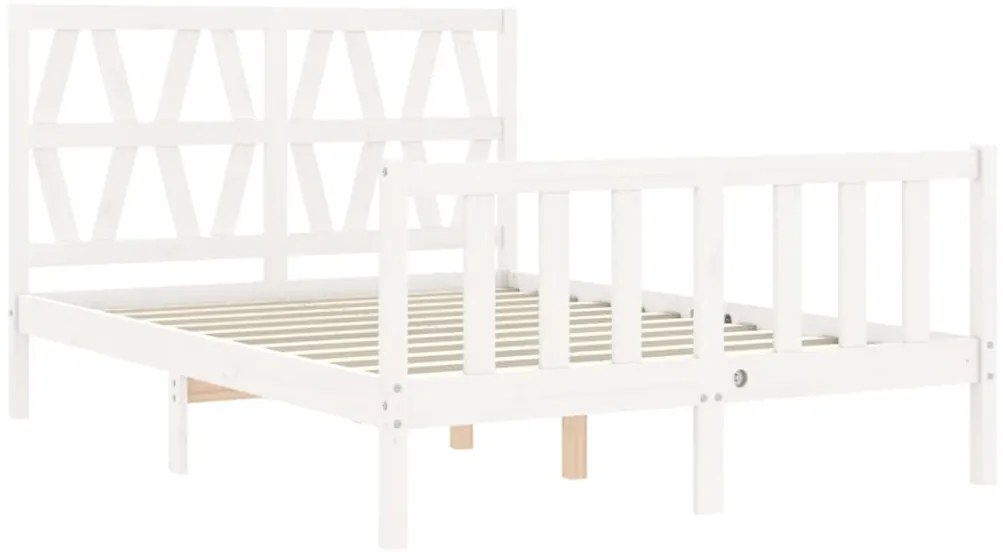 Cama sem colchão 120x200 cm madeira de pinho maciça branco