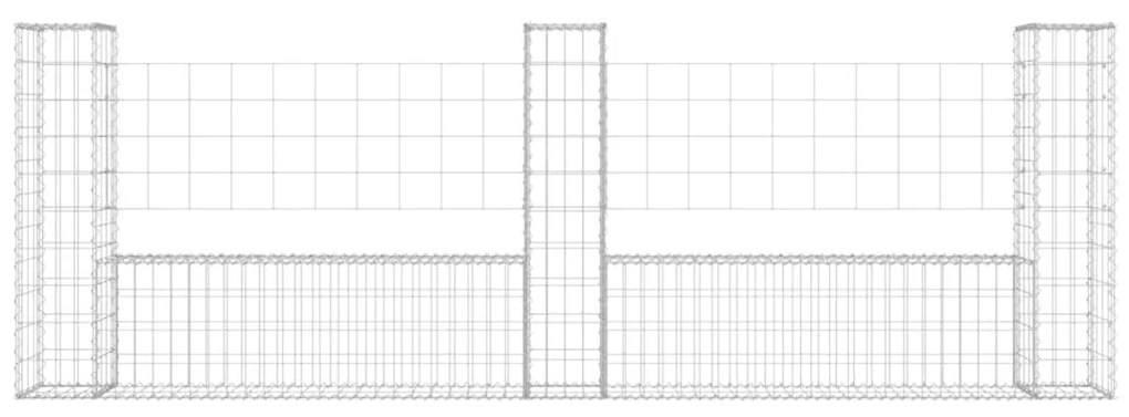 Cesto gabião em forma de U c/ 3 postes 260x20x100 cm ferro