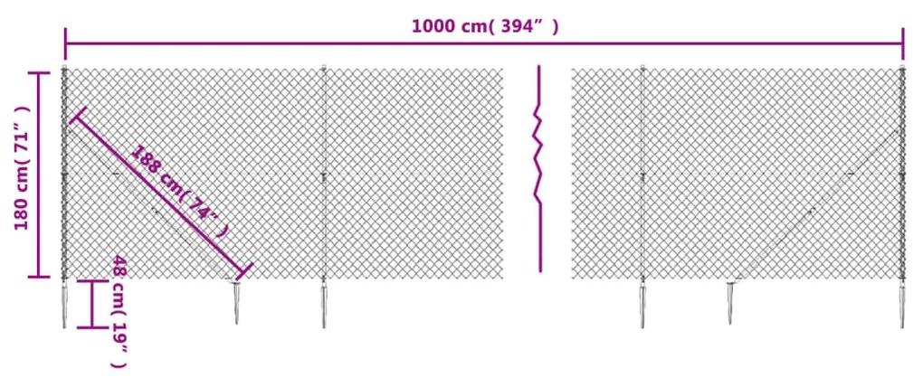 Cerca de arame com estacas de fixação 1,8x10 m antracite