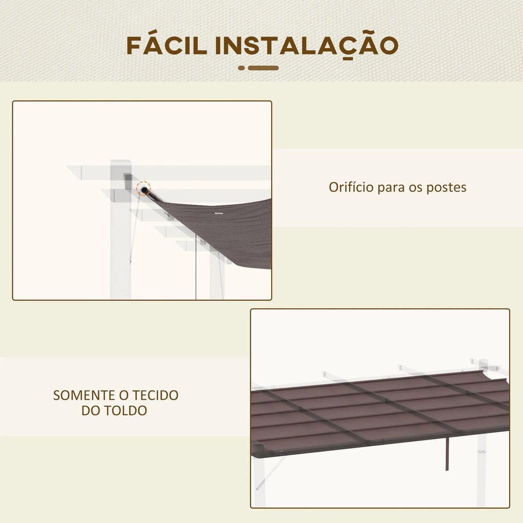 Outsunny Cobertura para Pérgola 3,5x2,5 m Teto de Substituição Retráti