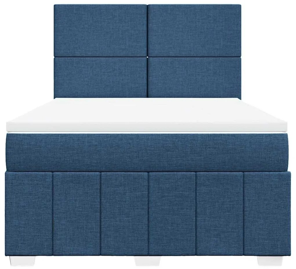Cama com molas/colchão 140x190 cm tecido azul