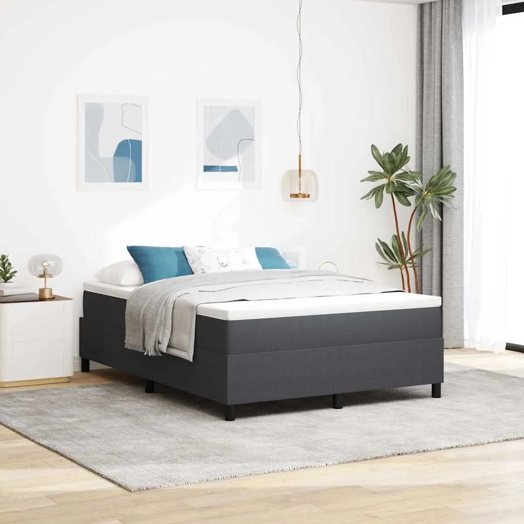 vidaXL Cama Box Cinza Escuro e Branco 160 x 200 cm