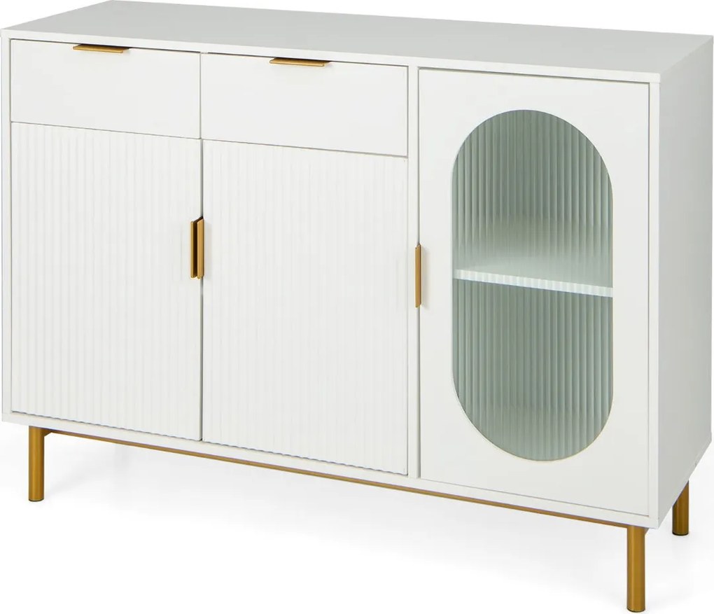 Aparador Alcobaça com 2 Gavetas e Portas – 120x40x88 cm – Branco – Des