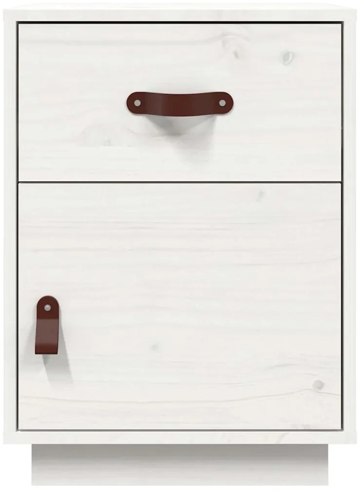 Mesa de cabeceira 40x34x55 cm madeira de pinho maciça branco