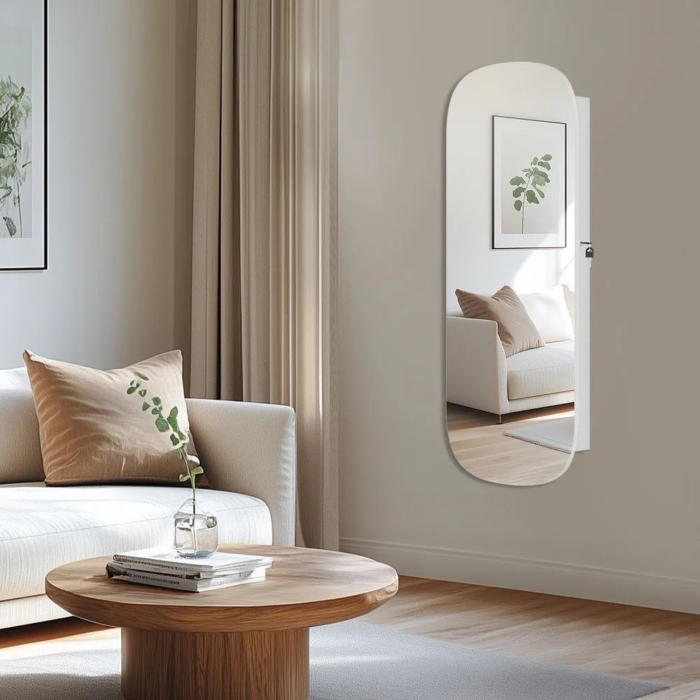 Armário de parede para joias 10 x 42 x 108 cm com espelho Superfície em branco