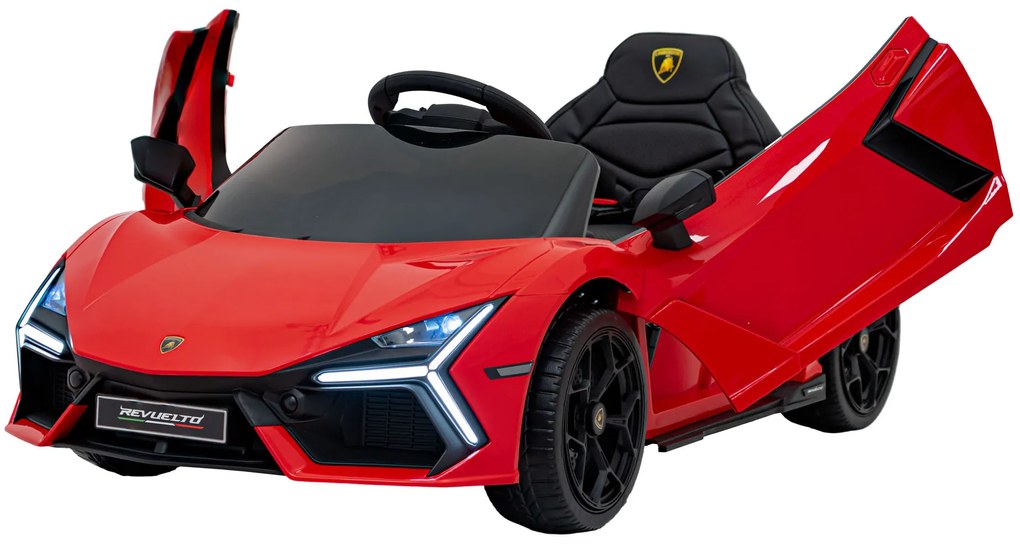 Carro elétrico para Crianças Lamborghini Revuelto 12V 4x4 Rodas Espuma EVA, Assento couro ecológico Vermelho