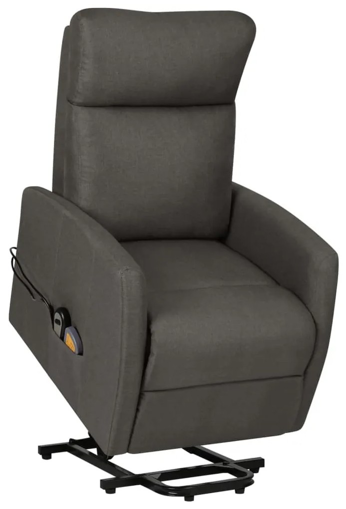 vidaXL Poltrona de massagens elevatória tecido cinzento-escuro
